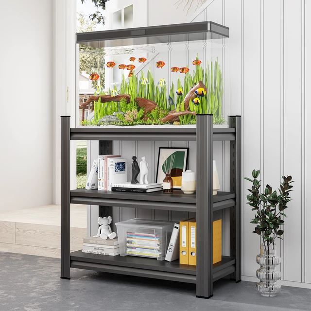 Alt view image 4 of 7 - 3 Tier Metal Storage Organizer Shelf, Use 5 to 10 Gallon Fish Tank Stand and Small Reptile Cage Rack for and 19.70 Inch