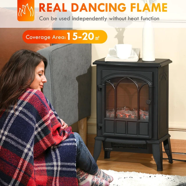 Alt view image 6 of 7 - 22 Inch Electric Fireplace Stove, Freestanding Fire Place Heater with Realistic Logs and LED Flame Adjustable