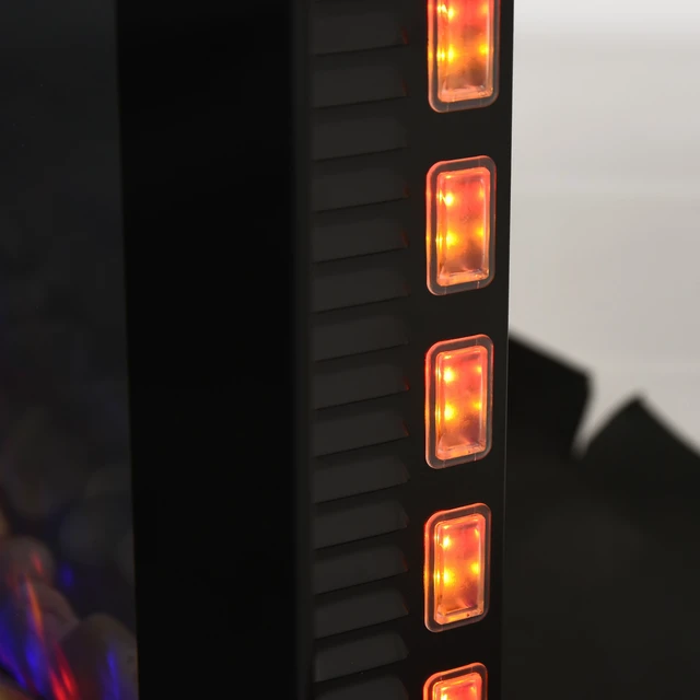 Alt view image 5 of 7 - Electric Wall-Mounted Fireplace with Flame Effect, Color Background and Side, Black, Metal, Indoor Fireplaces