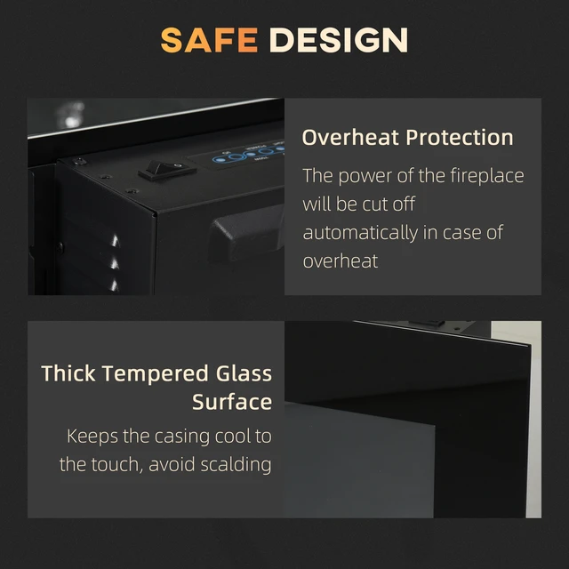 Alt view image 4 of 7 - Electric Wall-Mounted Fireplace with Flame Effect, Color Background and Side, Black, Metal, Indoor Fireplaces