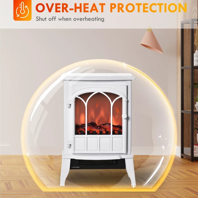 Alt view image 3 of 7 - 22 Inch Electric Fireplace Stove, Freestanding Fire Place Heater with Realistic Logs and LED Flame Adjustable