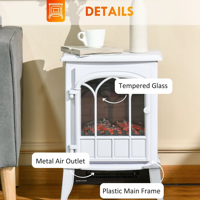 Alt view image 4 of 7 - 22 Inch Electric Fireplace Stove, Freestanding Fire Place Heater with Realistic Logs and LED Flame Adjustable
