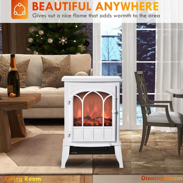 Alt view image 2 of 7 - 22 Inch Electric Fireplace Stove, Freestanding Fire Place Heater with Realistic Logs and LED Flame Adjustable