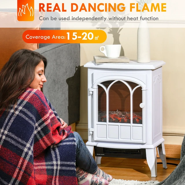 Alt view image 6 of 7 - 22 Inch Electric Fireplace Stove, Freestanding Fire Place Heater with Realistic Logs and LED Flame Adjustable