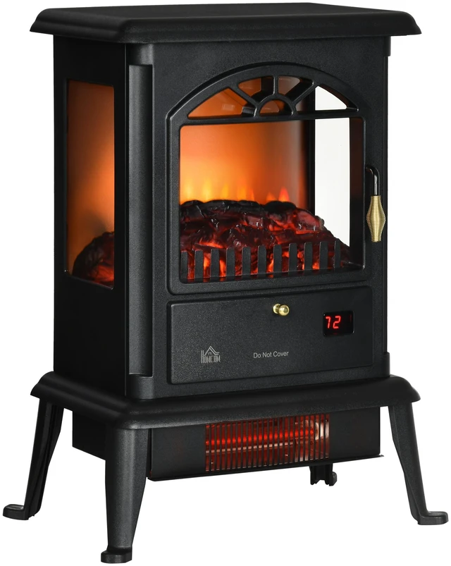 Main image of 23 Inch Electric Infrared Fireplace Stove, Freestanding Fire Place Heater with Realistic Log Flame Adjustable