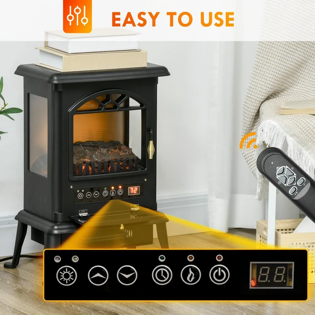 Alt view image 3 of 7 - 23 Inch Electric Infrared Fireplace Stove, Freestanding Fire Place Heater with Realistic Log Flame Adjustable