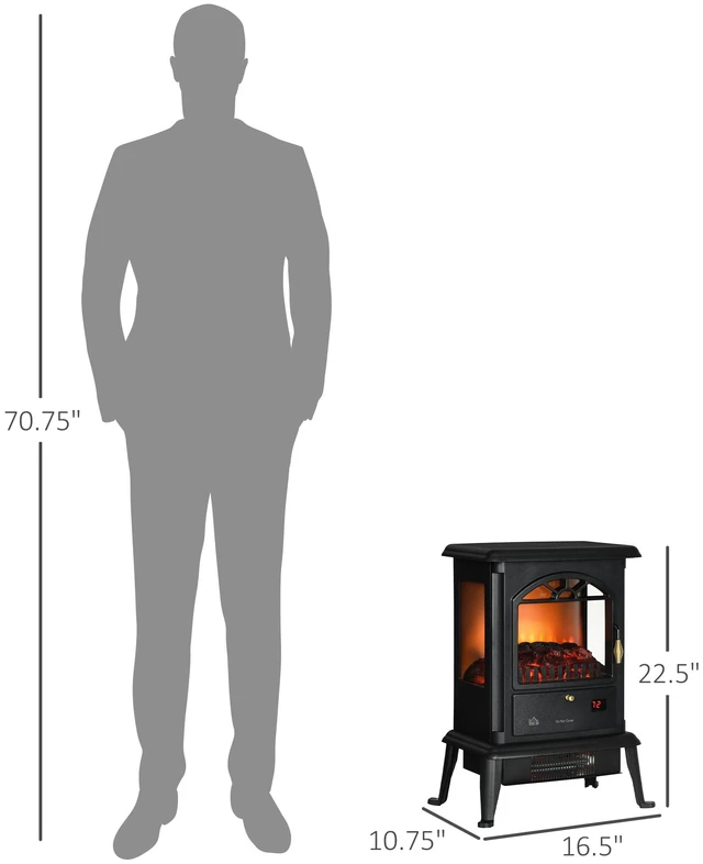 Alt view image 6 of 7 - 23 Inch Electric Infrared Fireplace Stove, Freestanding Fire Place Heater with Realistic Log Flame Adjustable