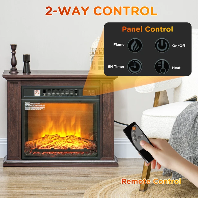 Alt view image 4 of 7 - 26 Inch Electric Fireplace with Mantel Surround, Replaceable Fireplace Insert Heater with Realistic Log and Flame
