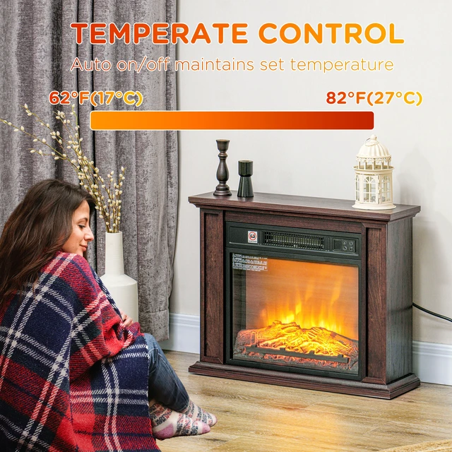 Alt view image 3 of 7 - 26 Inch Electric Fireplace with Mantel Surround, Replaceable Fireplace Insert Heater with Realistic Log and Flame