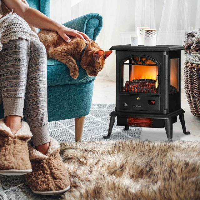 Alt view image 7 of 7 - 23 Inch Electric Infrared Fireplace Stove, Freestanding Fire Place Heater with Realistic Log Flame Adjustable