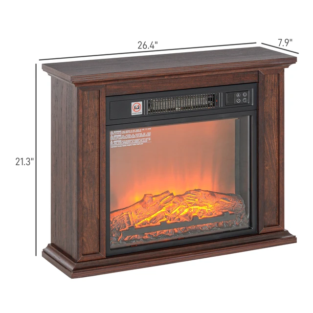 Alt view image 6 of 7 - 26 Inch Electric Fireplace with Mantel Surround, Replaceable Fireplace Insert Heater with Realistic Log and Flame