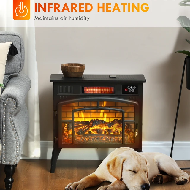 Alt view image 3 of 7 - Electric Fireplace Stove, 22 Inch Freestanding Portable Infrared Fireplace Heater with Realistic Flame Effect
