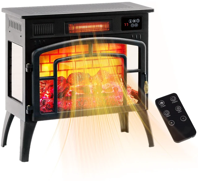 Main image of Electric Fireplace Stove, 22 Inch Freestanding Portable Infrared Fireplace Heater with Realistic Flame Effect