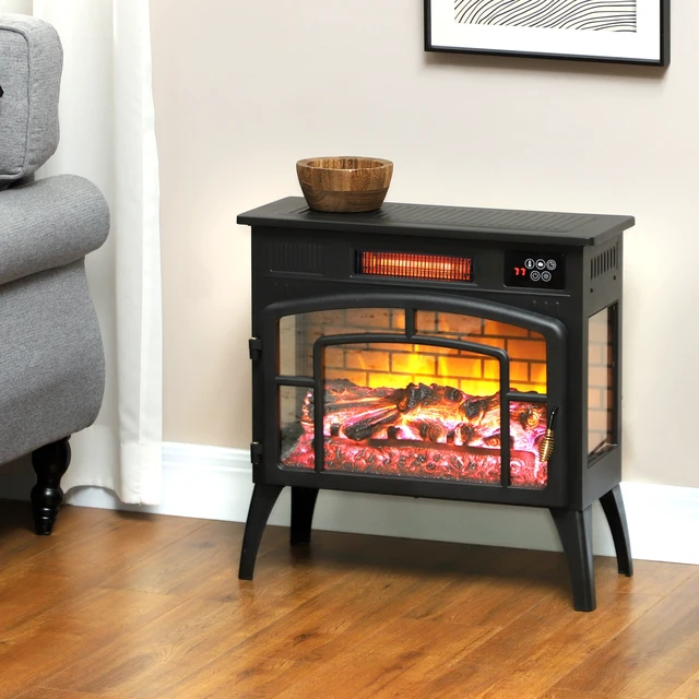 Alt view image 7 of 7 - Electric Fireplace Stove, 22 Inch Freestanding Portable Infrared Fireplace Heater with Realistic Flame Effect