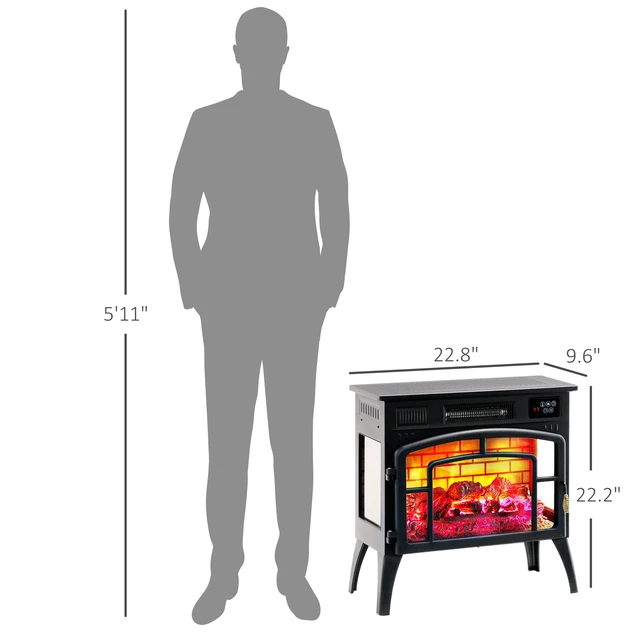 Alt view image 6 of 7 - Electric Fireplace Stove, 22 Inch Freestanding Portable Infrared Fireplace Heater with Realistic Flame Effect