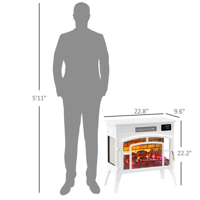 Alt view image 6 of 7 - Electric Fireplace Stove, 22 Inch Freestanding Portable Infrared Fireplace Heater with Realistic Flame Effect