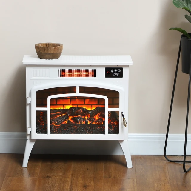 Alt view image 7 of 7 - Electric Fireplace Stove, 22 Inch Freestanding Portable Infrared Fireplace Heater with Realistic Flame Effect