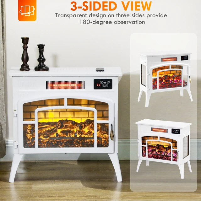 Alt view image 4 of 7 - Electric Fireplace Stove, 22 Inch Freestanding Portable Infrared Fireplace Heater with Realistic Flame Effect