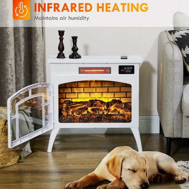 Alt view image 3 of 7 - Electric Fireplace Stove, 22 Inch Freestanding Portable Infrared Fireplace Heater with Realistic Flame Effect