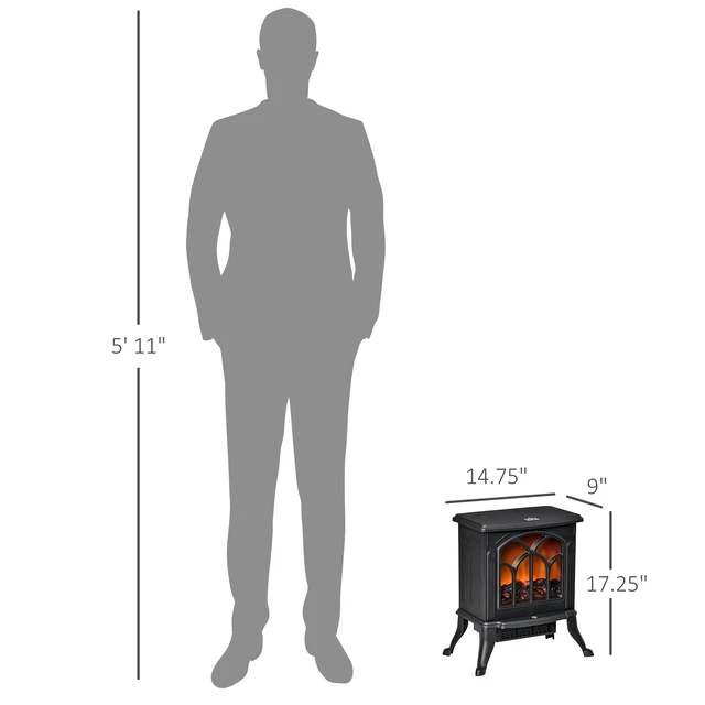 Alt view image 7 of 7 - 17 Inch Freestanding Electric Fireplace Stove, Fire Place Heater with Realistic Logs and Flame Effect and Overheat