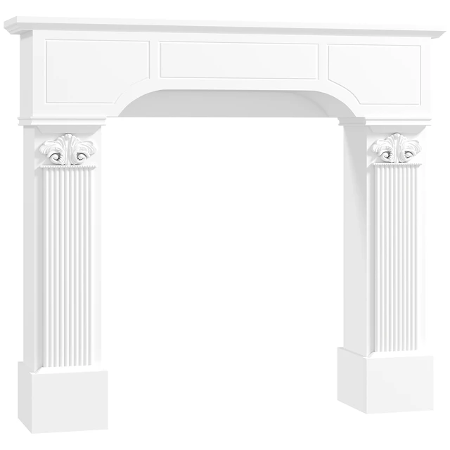 Main image of Baroque Fireplace Mantel, Freestanding Fireplace Surround with Ionic Leg for Electric 43.25 Inch 42.75 Inch, White