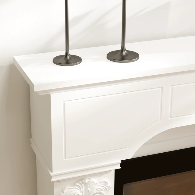 Alt view image 2 of 7 - Baroque Fireplace Mantel, Freestanding Fireplace Surround with Ionic Leg for Electric 43.25 Inch 42.75 Inch, White