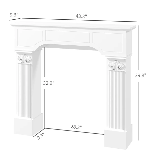 Alt view image 7 of 7 - Baroque Fireplace Mantel, Freestanding Fireplace Surround with Ionic Leg for Electric 43.25 Inch 42.75 Inch, White