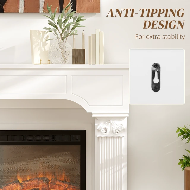 Alt view image 5 of 7 - Baroque Fireplace Mantel, Freestanding Fireplace Surround with Ionic Leg for Electric 43.25 Inch 42.75 Inch, White