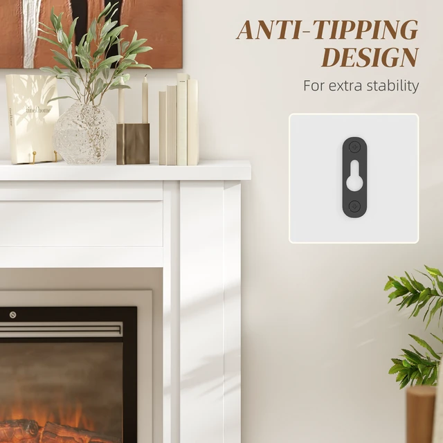 Alt view image 5 of 7 - Fireplace Mantel, Freestanding Fireplace Surround with Leg for Electric 44.7 Inch 40 Inch, White, MDF and Iron