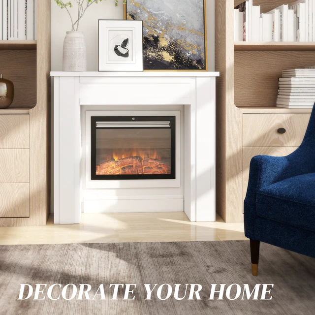 Alt view image 6 of 7 - Fireplace Mantel, Freestanding Fireplace Surround with Leg for Electric 44.7 Inch 40 Inch, White, MDF and Iron
