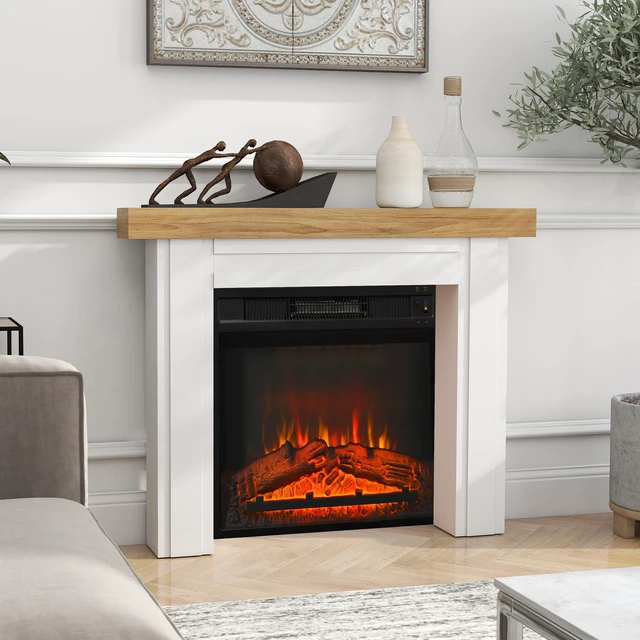 Alt view image 2 of 7 - Fireplace Mantel, Freestanding Fireplace Surround with Leg for Electric 51.2 Inch 40.6 Inch, Tan Natural, MDF