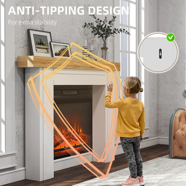 Alt view image 4 of 7 - Fireplace Mantel, Freestanding Fireplace Surround with Leg for Electric 51.2 Inch 40.6 Inch, Tan Natural, MDF