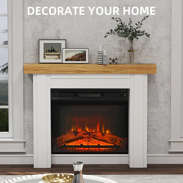 Alt view image 6 of 7 - Fireplace Mantel, Freestanding Fireplace Surround with Leg for Electric 51.2 Inch 40.6 Inch, Tan Natural, MDF