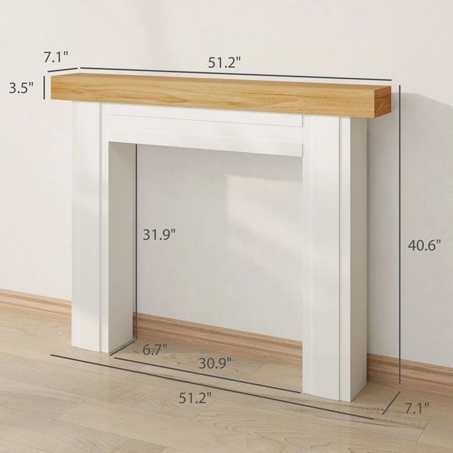 Alt view image 7 of 7 - Fireplace Mantel, Freestanding Fireplace Surround with Leg for Electric 51.2 Inch 40.6 Inch, Tan Natural, MDF
