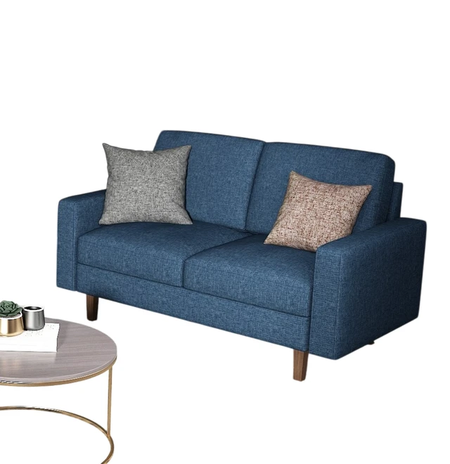 Alt view image 2 of 7 - Loveseat Sofa, 2 Seat Polyester Fabric Couch with Tapered Wood Legs Removable Cushion Small Sofa for Living Throw