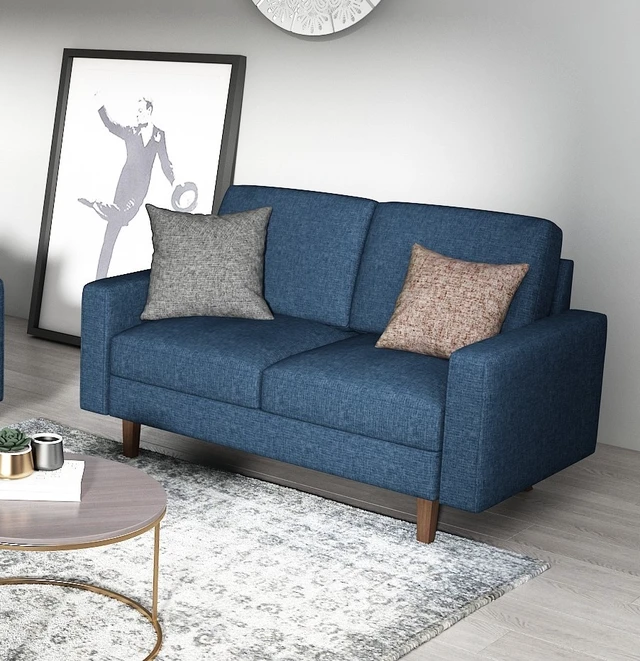 Alt view image 5 of 7 - Loveseat Sofa, 2 Seat Polyester Fabric Couch with Tapered Wood Legs Removable Cushion Small Sofa for Living Throw