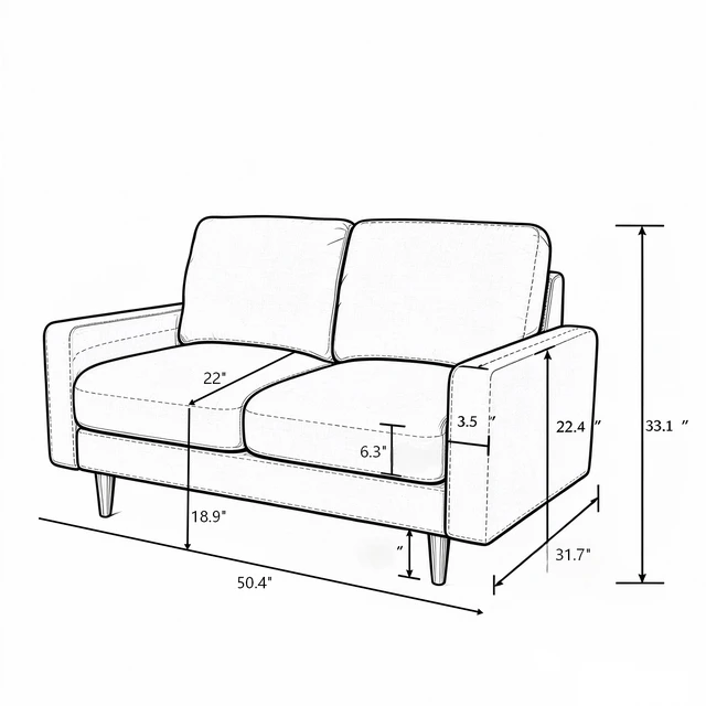Alt view image 4 of 7 - 2 Seat Loveseat Sofa, Polyester Fabric Couch with Accent Pillows Loose Back Cushion for Small Space Living, Beige