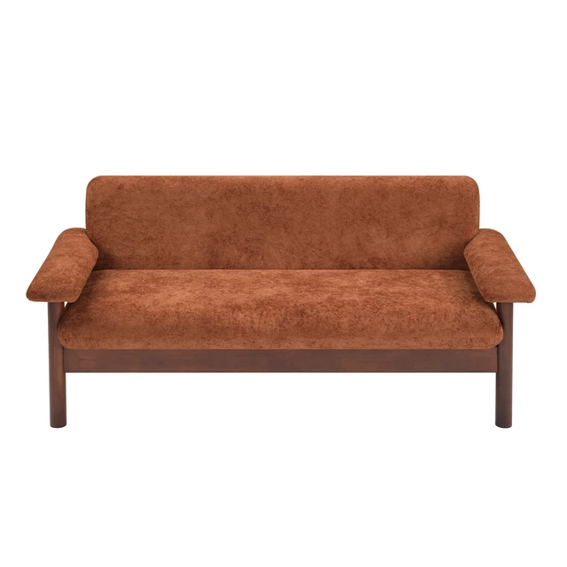 Alt view image 5 of 6 - 69.9 Inch Sofa Chenille Upholstered Couch with Pillow Top Arms and Sewn Pillow Back Rubberwood Legs Single Cushion Sofa