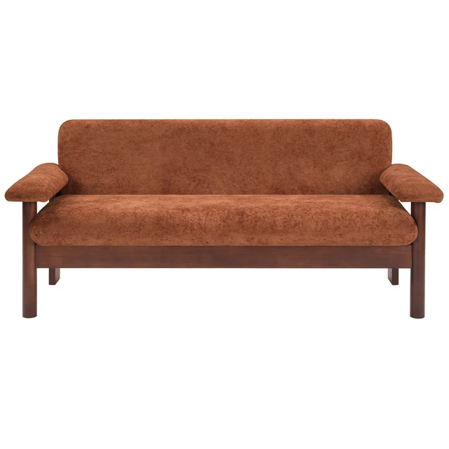 Alt view image 6 of 6 - 69.9 Inch Sofa Chenille Upholstered Couch with Pillow Top Arms and Sewn Pillow Back Rubberwood Legs Single Cushion Sofa