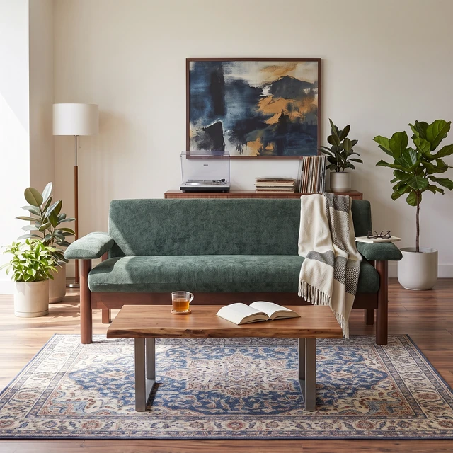 Alt view image 3 of 6 - 69.9 Inch Sofa Chenille Upholstered Couch with Pillow Top Arms and Sewn Pillow Back Rubberwood Legs Single Cushion Sofa