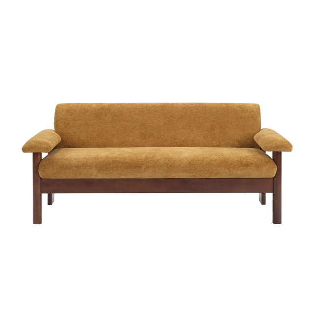 Alt view image 5 of 6 - 69.9 Inch Sofa Chenille Upholstered Couch with Pillow Top Arms and Sewn Pillow Back Rubberwood Legs Single Cushion Sofa