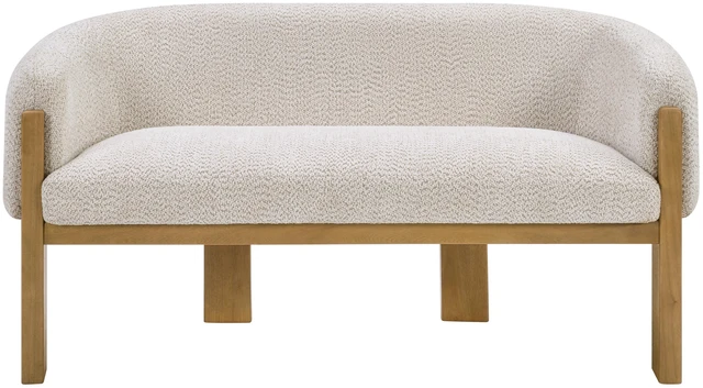 Main image of Boucle Loveseat, Curved Upholstered Settee Sofa with Solid Rubber Wood Legs 63.25 Inch Compact Accent Couch for Living