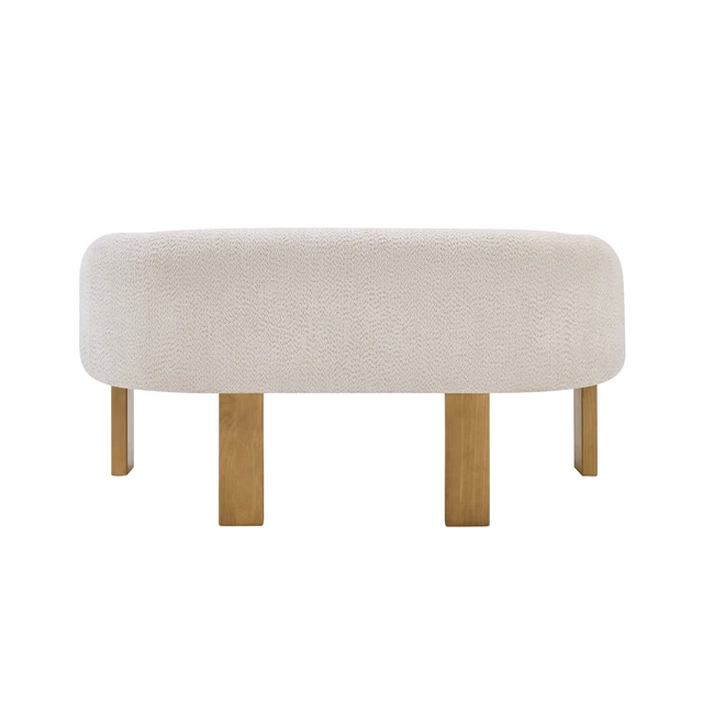 Alt view image 6 of 7 - Boucle Loveseat, Curved Upholstered Settee Sofa with Solid Rubber Wood Legs 63.25 Inch Compact Accent Couch for Living