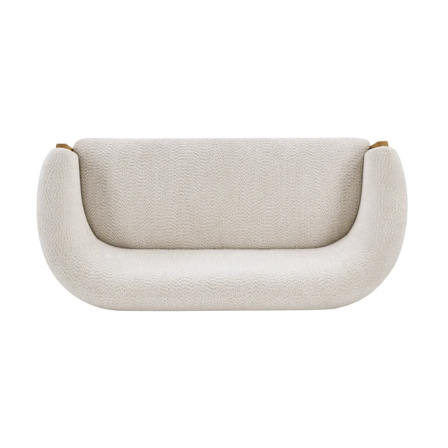 Alt view image 7 of 7 - Boucle Loveseat, Curved Upholstered Settee Sofa with Solid Rubber Wood Legs 63.25 Inch Compact Accent Couch for Living
