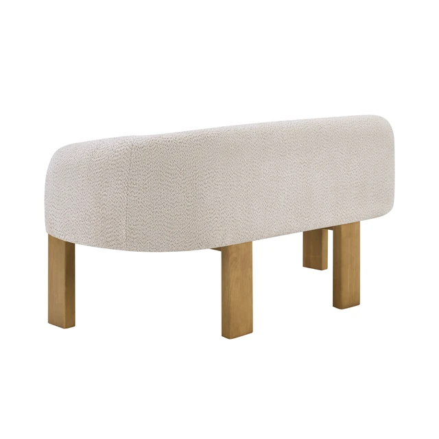 Alt view image 5 of 7 - Boucle Loveseat, Curved Upholstered Settee Sofa with Solid Rubber Wood Legs 63.25 Inch Compact Accent Couch for Living