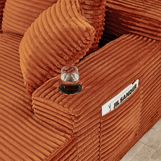 Alt view image 2 of 7 - Compressible Double Chaise Lounge with Cupholders Assembly Required, Fluffy Sleeper Loveseat for Indoor Living Reading