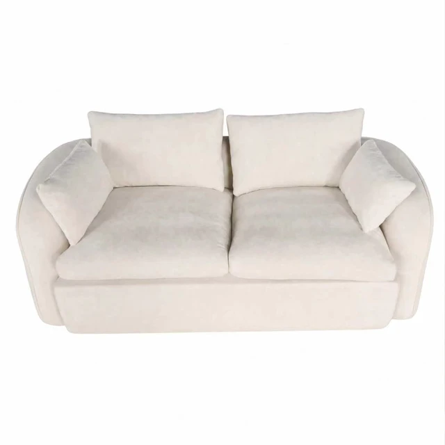 Alt view image 3 of 7 - Seater Compressed Sofa with Full High Resilience Sponge, Chenille Upholstery Loveseat for and Use, Milk White, Foam