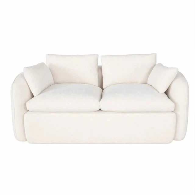 Alt view image 4 of 7 - Seater Compressed Sofa with Full High Resilience Sponge, Chenille Upholstery Loveseat for and Use, Milk White, Foam