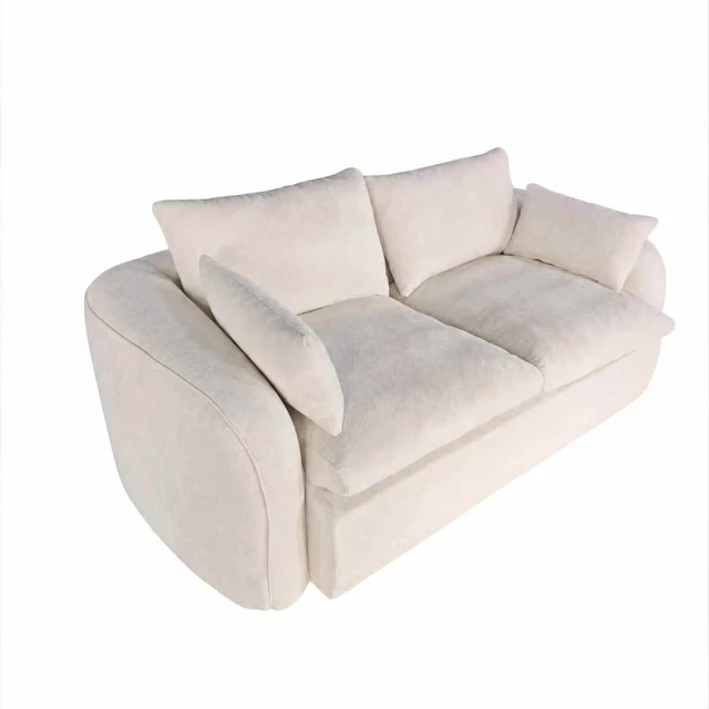Alt view image 6 of 7 - Seater Compressed Sofa with Full High Resilience Sponge, Chenille Upholstery Loveseat for and Use, Milk White, Foam