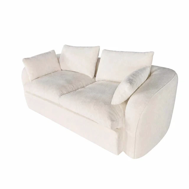 Alt view image 7 of 7 - Seater Compressed Sofa with Full High Resilience Sponge, Chenille Upholstery Loveseat for and Use, Milk White, Foam